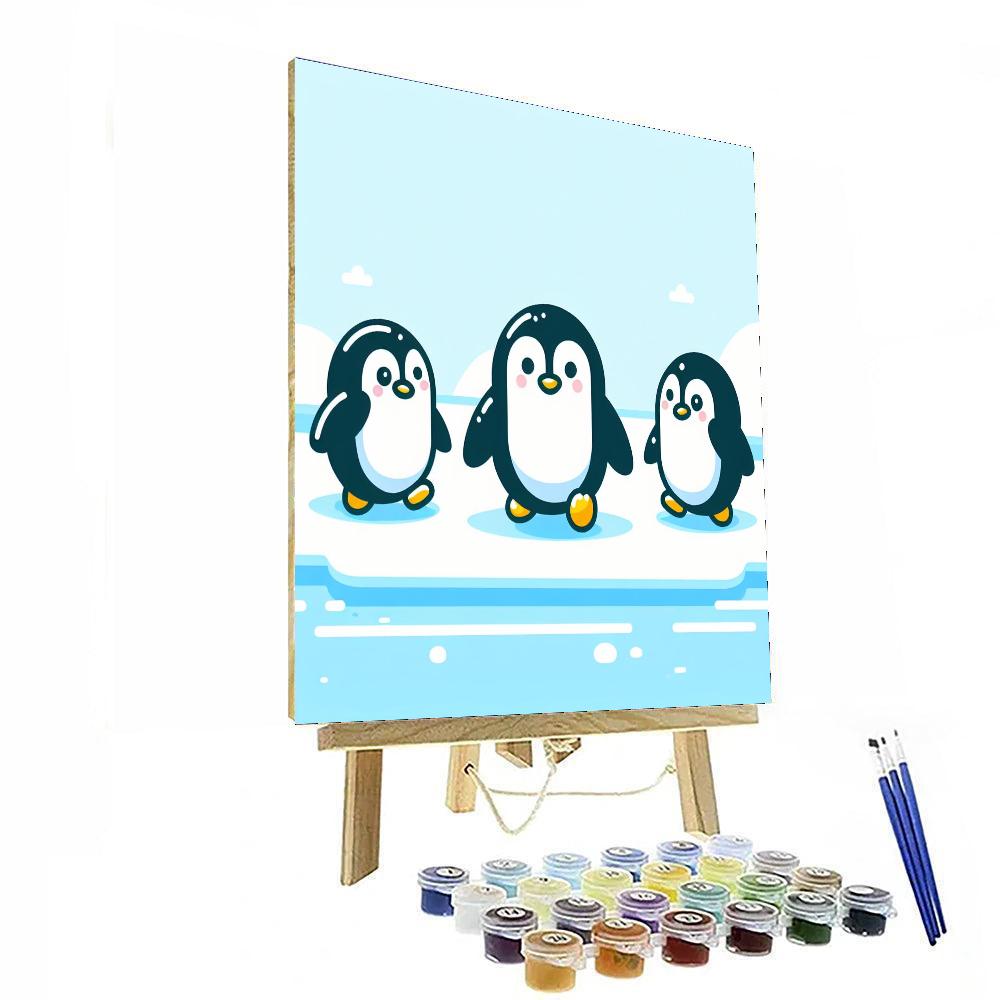 Penguin Parade On Ice Paint By Numbers Art