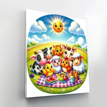Merry Farmyard Picnic DIY Paint By Numbers