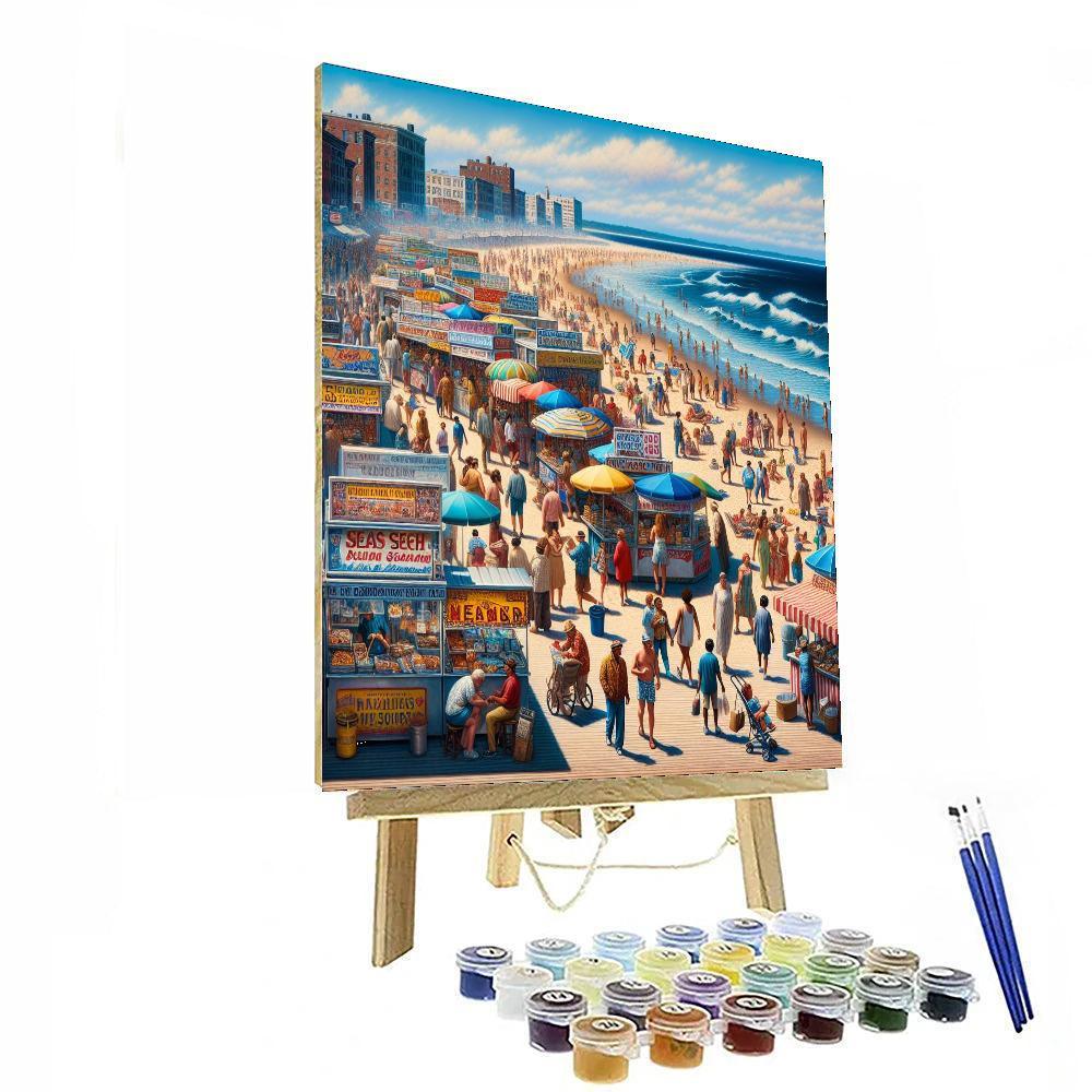 Lively Beach Boardwalk Painting By Numbers Kit