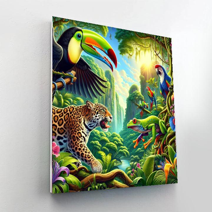 Colorful Jungle Frolic Painting Number Kit
