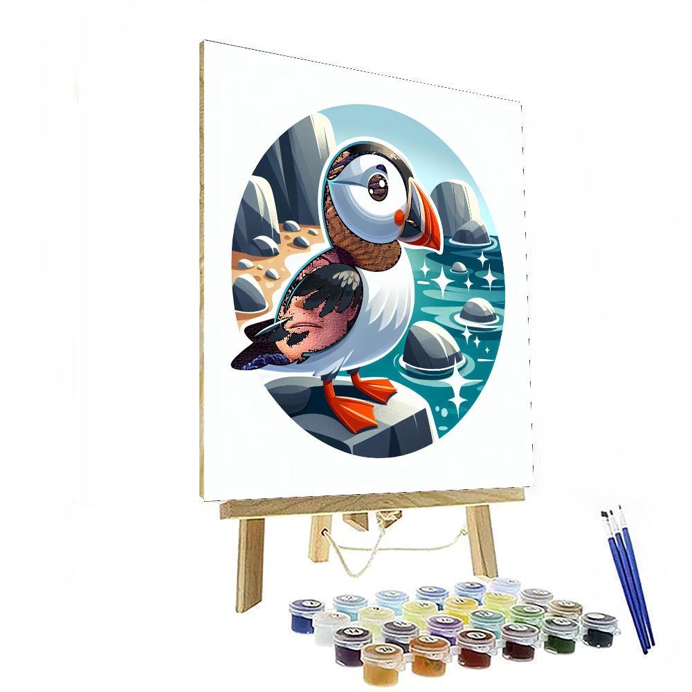 Pondering Puffin Paint By Numbers Art