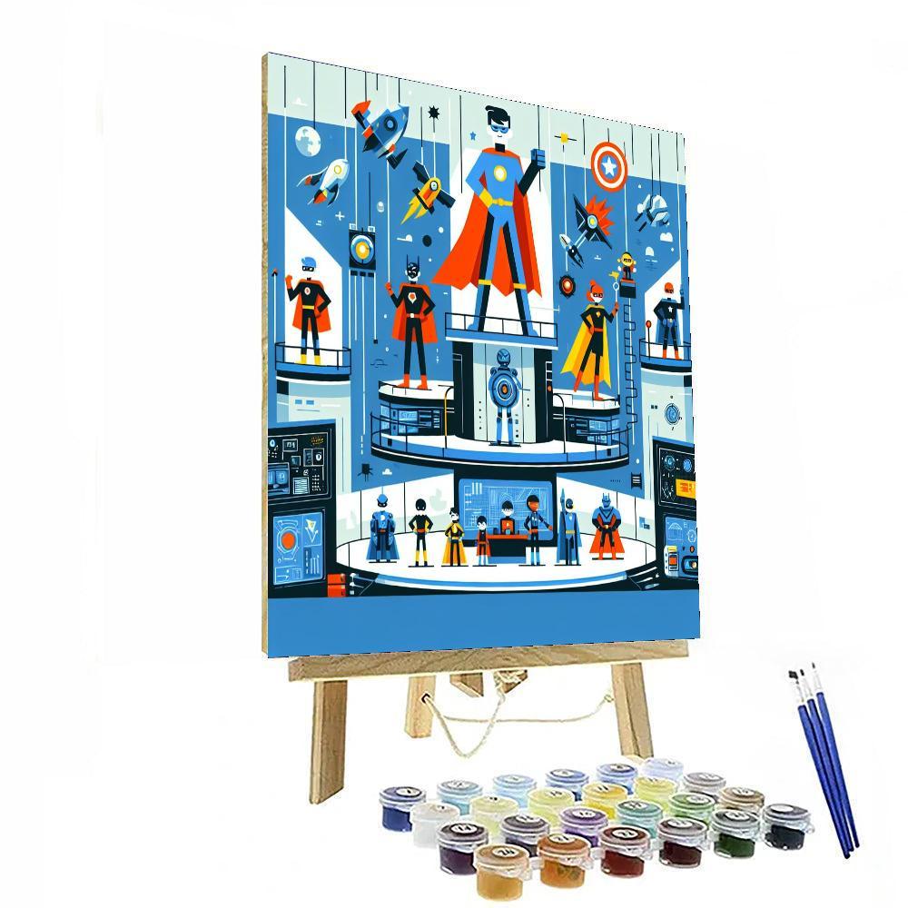 Superheroes' Headquarters Numbered Painting Kits