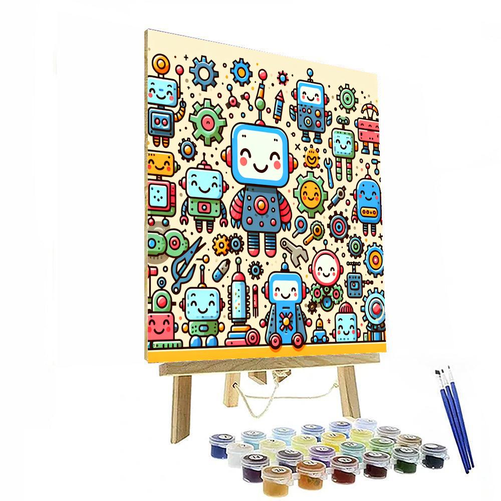 Happy Little Robots Paint By Number