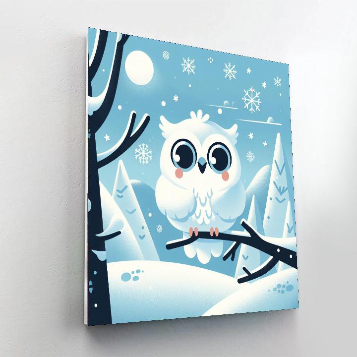 Playful Snowy Owl Painting Number Kit