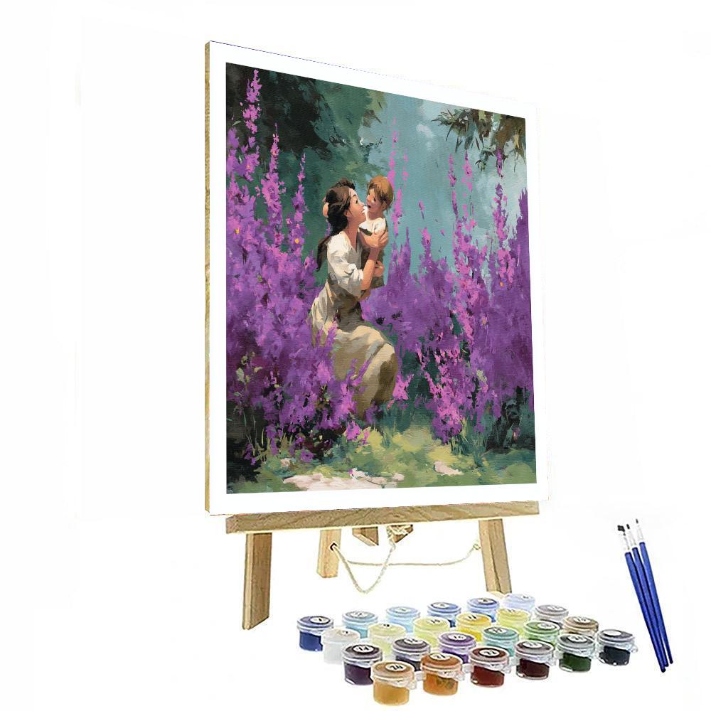 Mother And Child In The Lavender Field Paint By Number