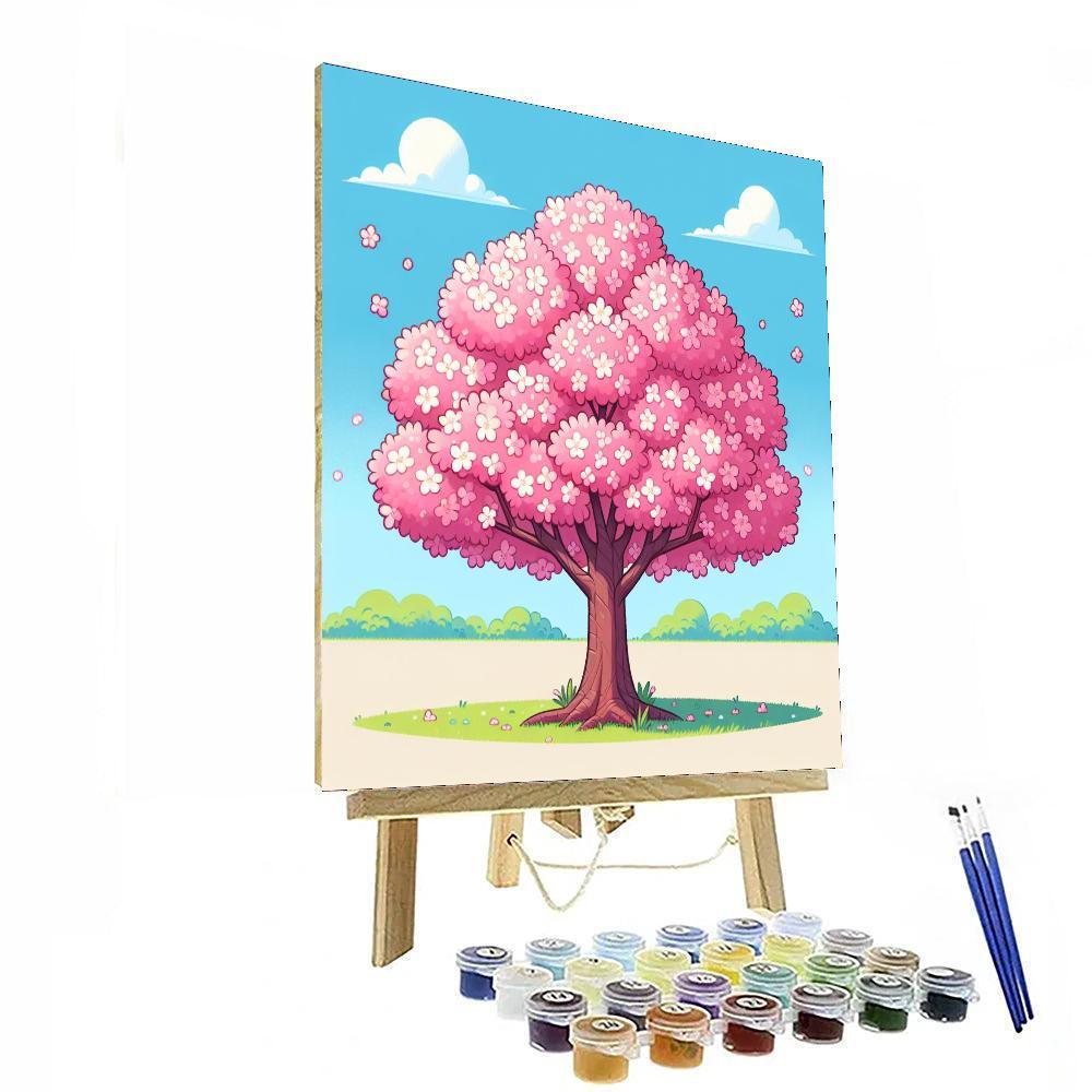 Charming Cherry Blossom Tree Paint By Numbers