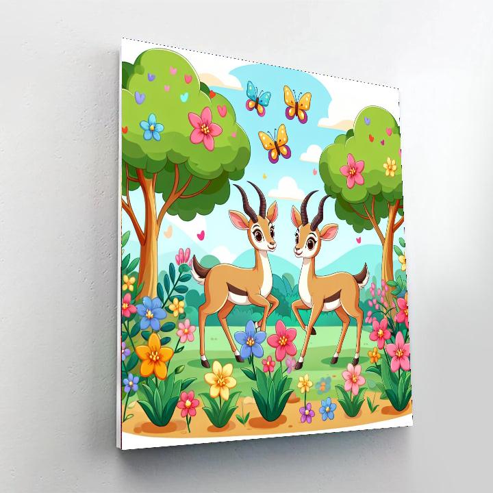 Garden Gazelle Gathering Numbered Painting Kits