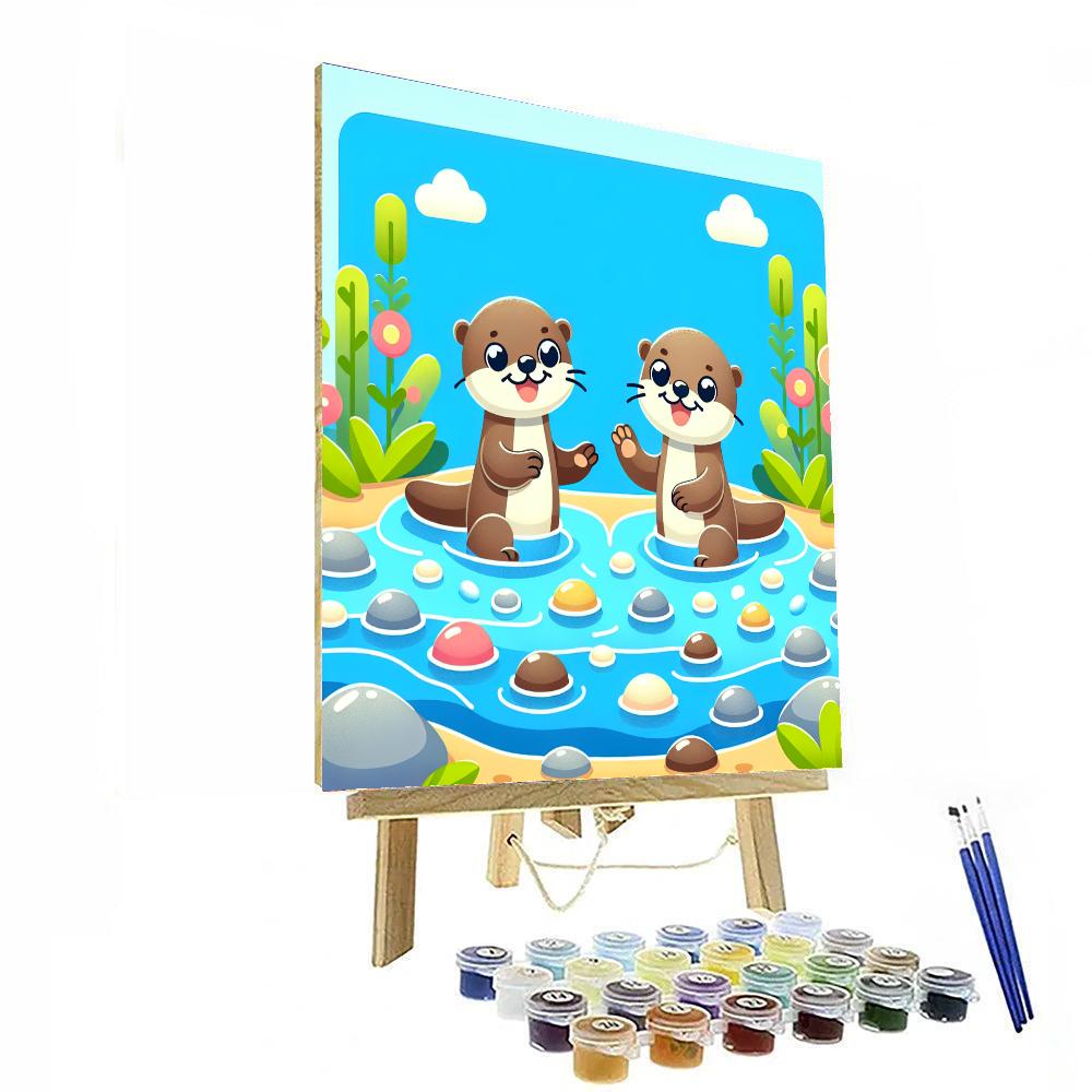 Playful Otters At Play Paint By Number
