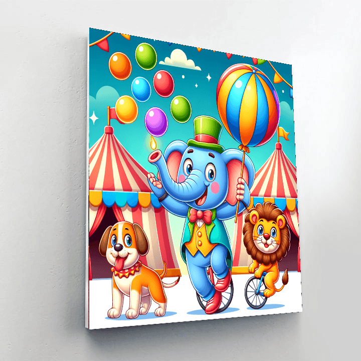 Cheerful Circus Animals Painting By Numbers Kit