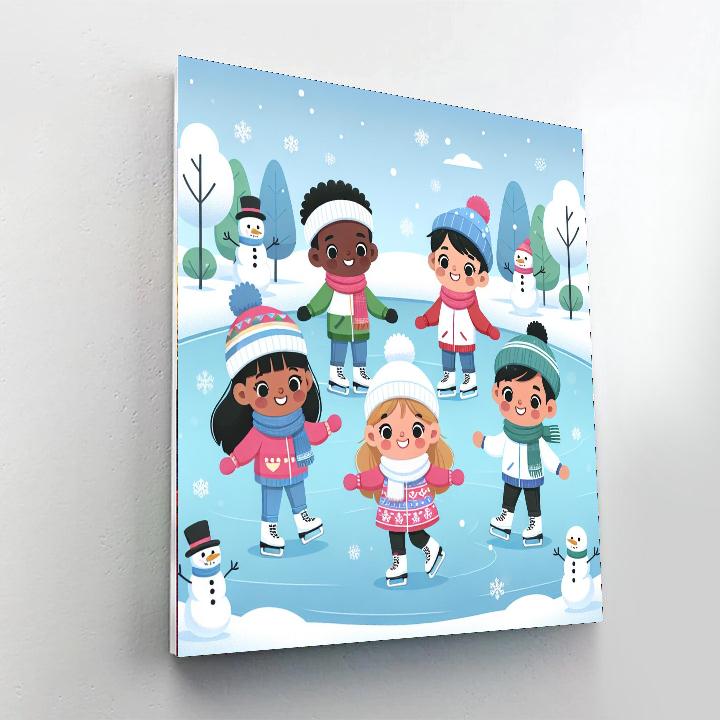 Winter Wonderland Skating Party Painting By Numbers Kit