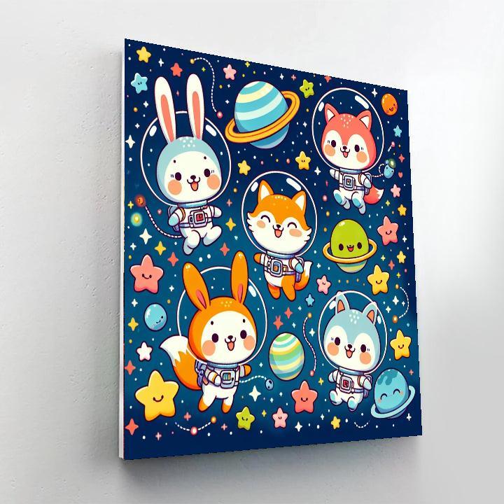 Cute Critters In Space Paint By Numbers Art