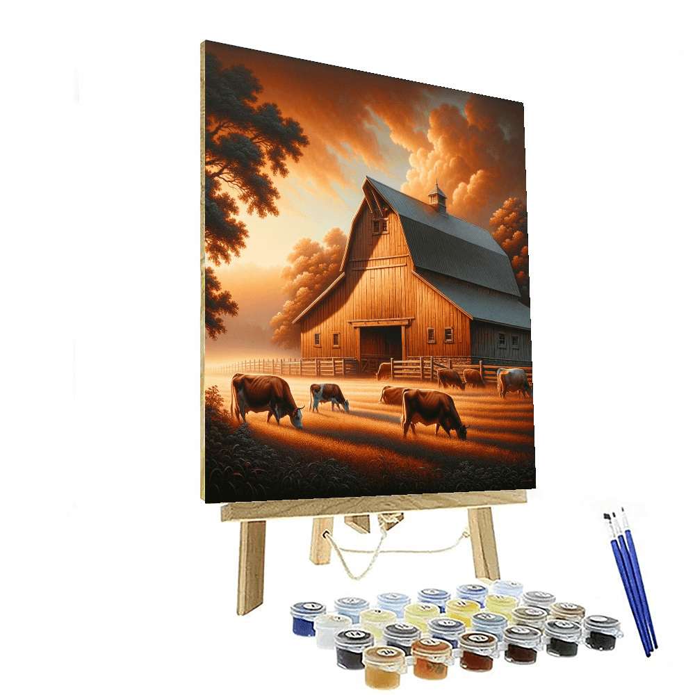 Rustic Barnyard Morning Painting Number Kit