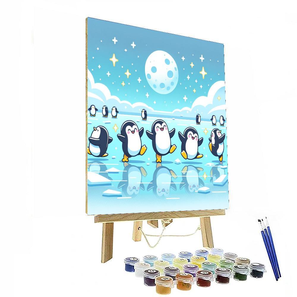 Moonlit Penguin Parade Painting Number Kit