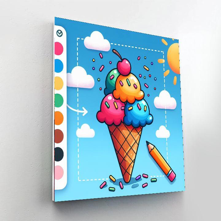 Magical Ice Cream Cone Paint By Numbers Art
