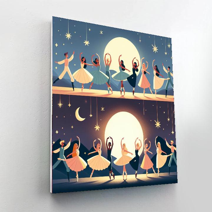 Magical Moonlight Ballet Number Painting