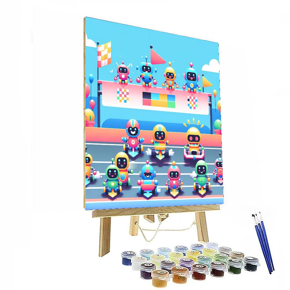 Robot Racing Extravaganza Paint By Numbers Art