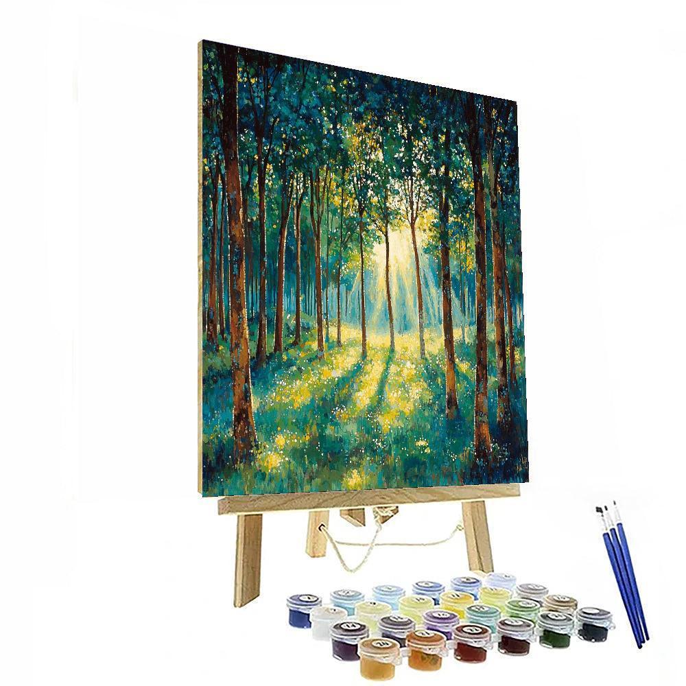 Georges Seurat Inspired Mystic Forest Glimmers  Paint By Numbers Art