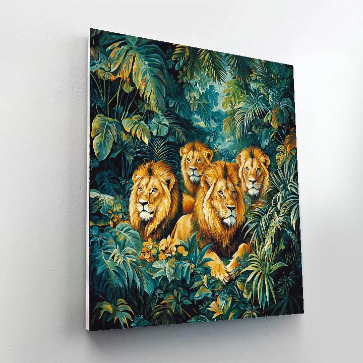 Henri Rousseau Inspired Majestic Lions In Harmony  Paint By Numbers Kits