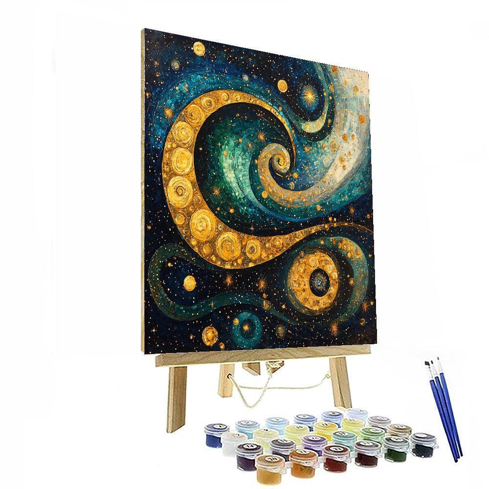 Gustav Klimt Inspired Whispers Of The Cosmic Tapestry  Paint By Numbers Kits