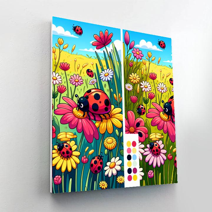 Lovely Ladybug Meadow Painting Number Kit