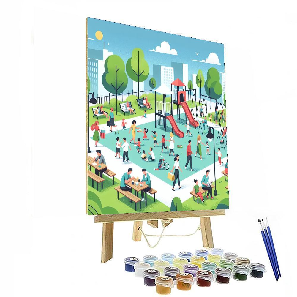 Cheerful City Park Numbered Painting Kits