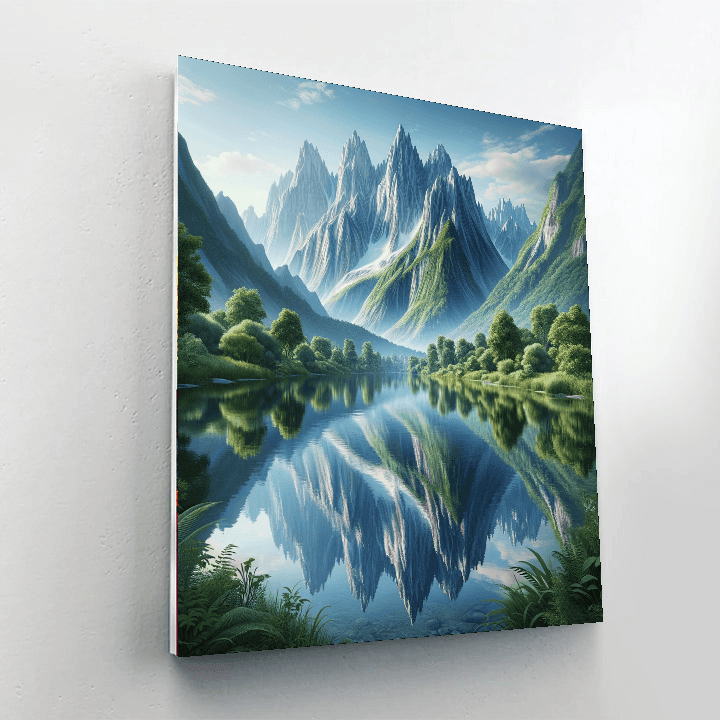 Dreamy Mountain Reflection Paint By Color