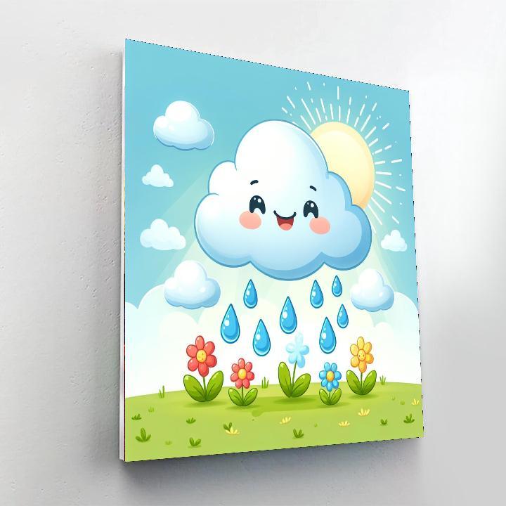 Whimsical Cloud With Raindrops Paint By Numbers Kits