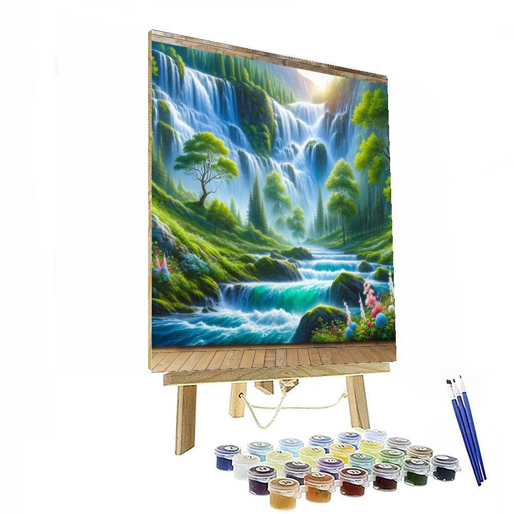 Majestic Waterfall Serenity Paint By Numbers Art