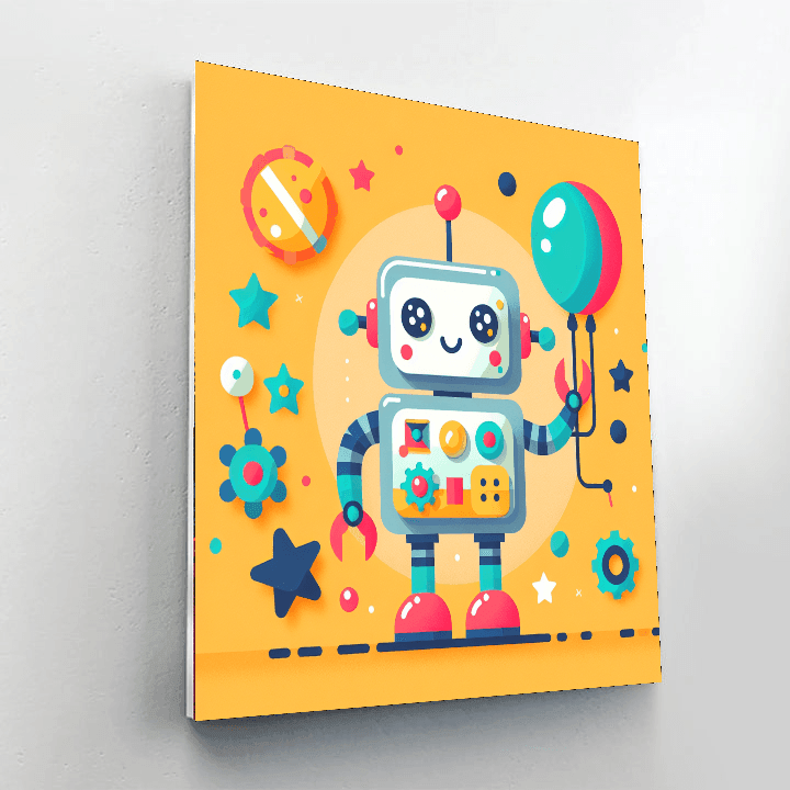 Whimsical Robot Number Painting