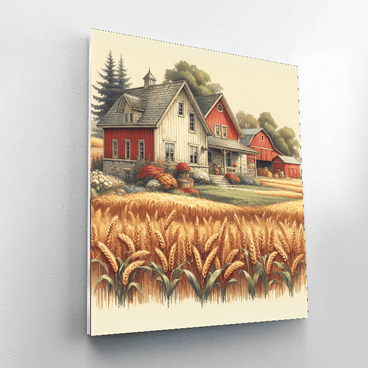 Rustic Farmhouse View Number Painting