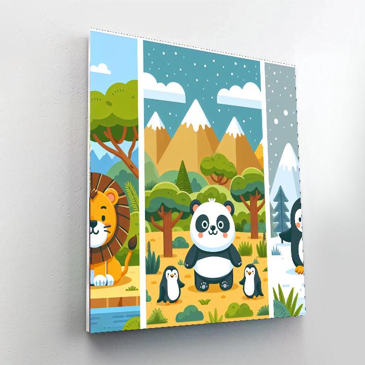 Cute Animal Kingdom Painting By Numbers Kit