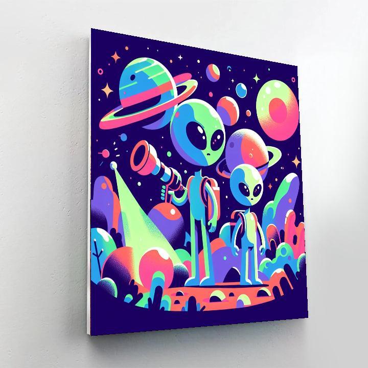 Galactic Alien Encounters Paint By Numbers Art