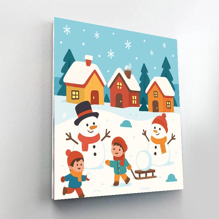 Jolly Snowman Village Painting By Numbers Kit