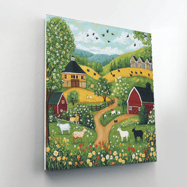 Grandma Moses Inspired Rustic Farmyard Delight  Painting By Numbers Kit