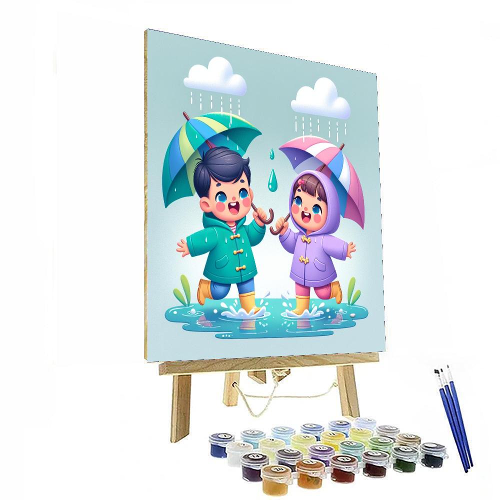 Cheerful Rainy Day Pals Numbered Painting Kits