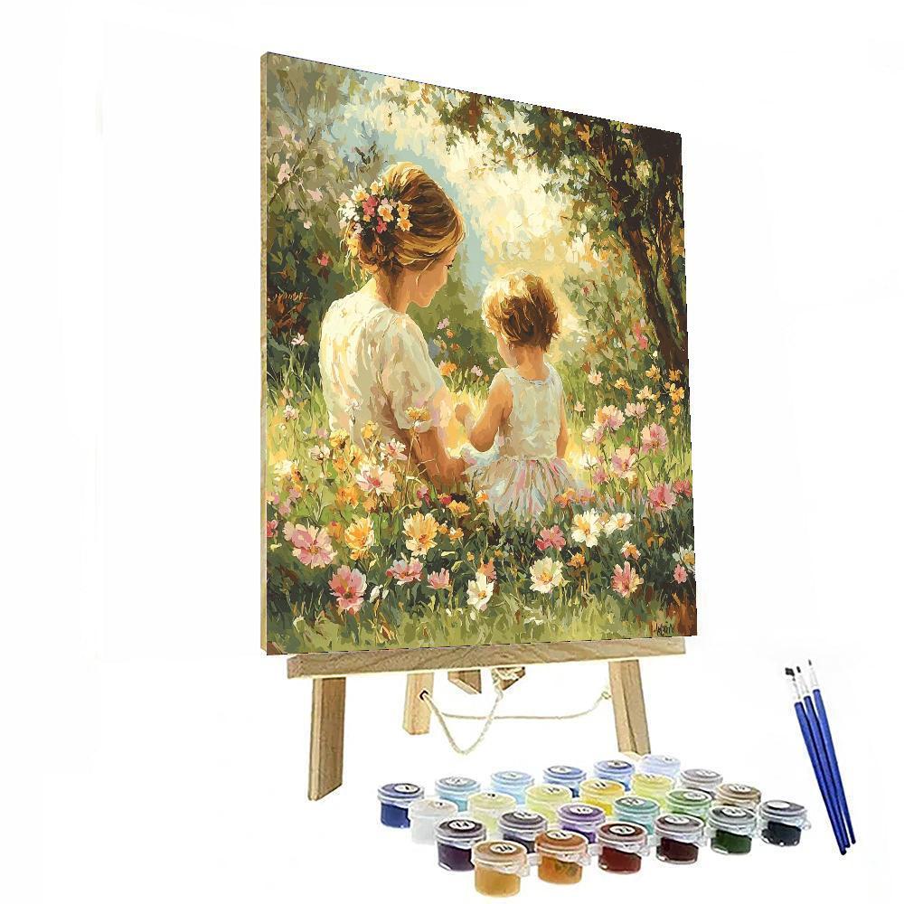 Mom And Me In The Flower Field Paint By Number