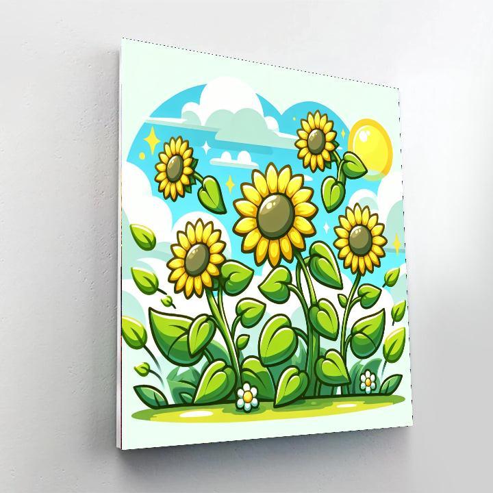 Charming Sunflower Garden Paint By Numbers