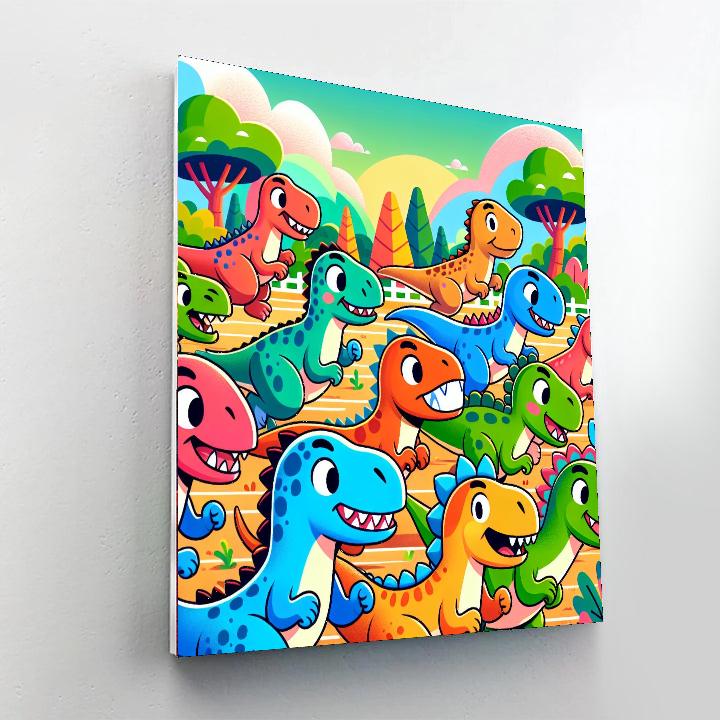 Dynamic Dino Rally Painting By Numbers Kit