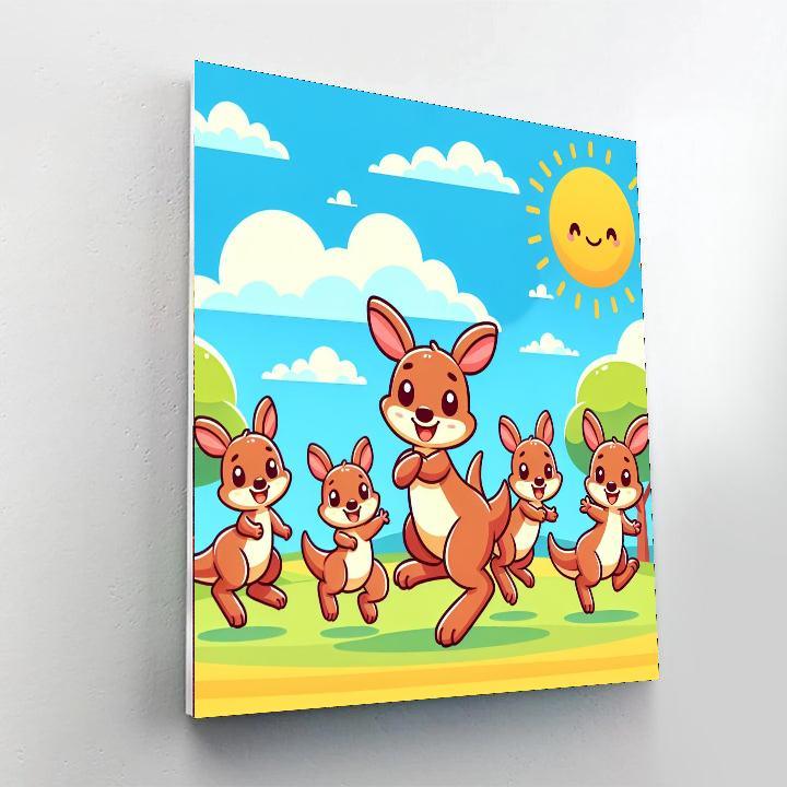 Joyful Kangaroo Family Paint By Number