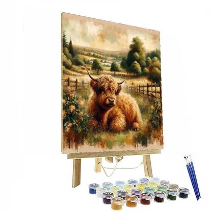 Highland Cow's Rustic Charm Paint By Numbers Kits