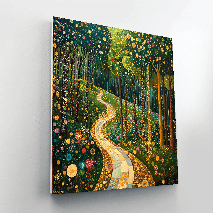 Gustav Klimt Inspired Whimsical Forest Path  Numbered Painting Kits