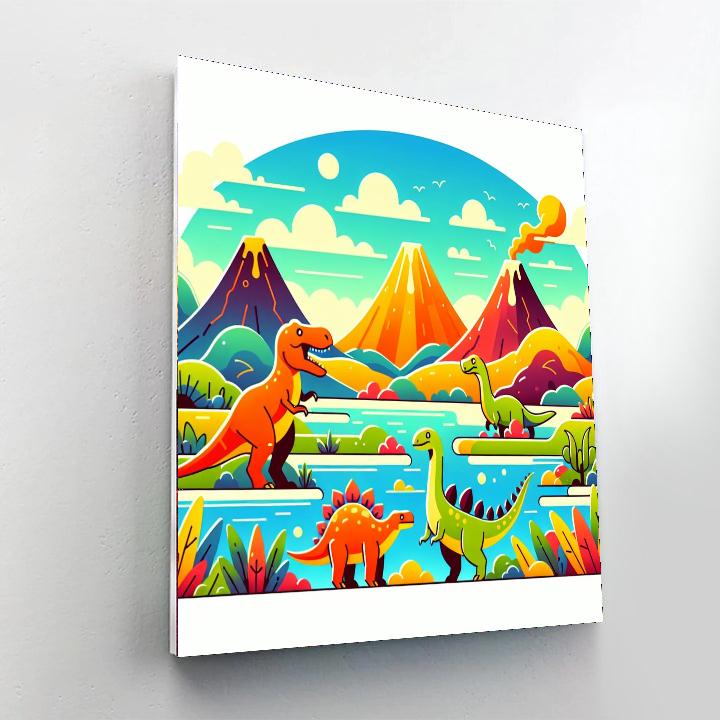 Mysterious Valley Of Dinosaurs Painting By Numbers Kit
