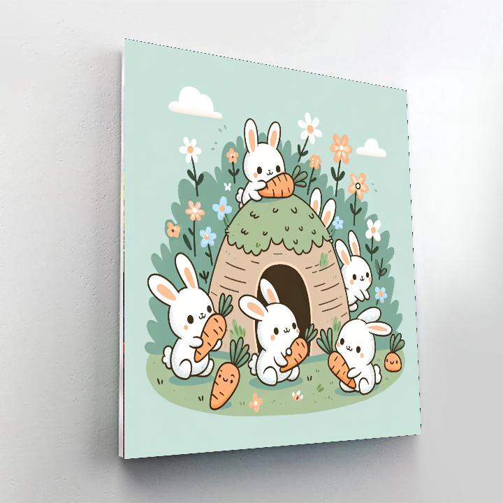 Bouncy Bunny Burrow Painting Number Kit