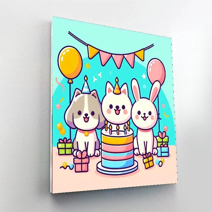 Happy Animals' Birthday Bash Paint By Numbers Kits