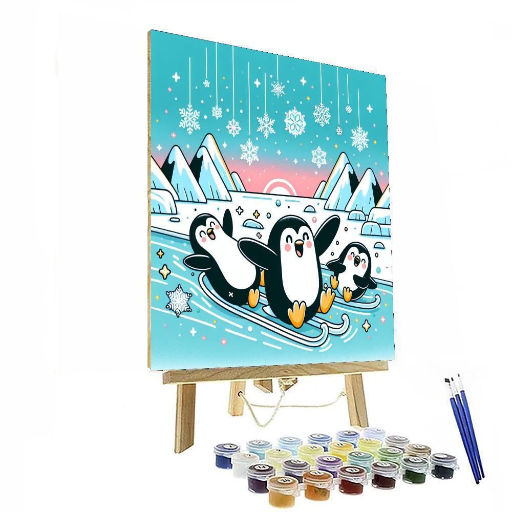 Cheerful Penguin Parade Paint By Color