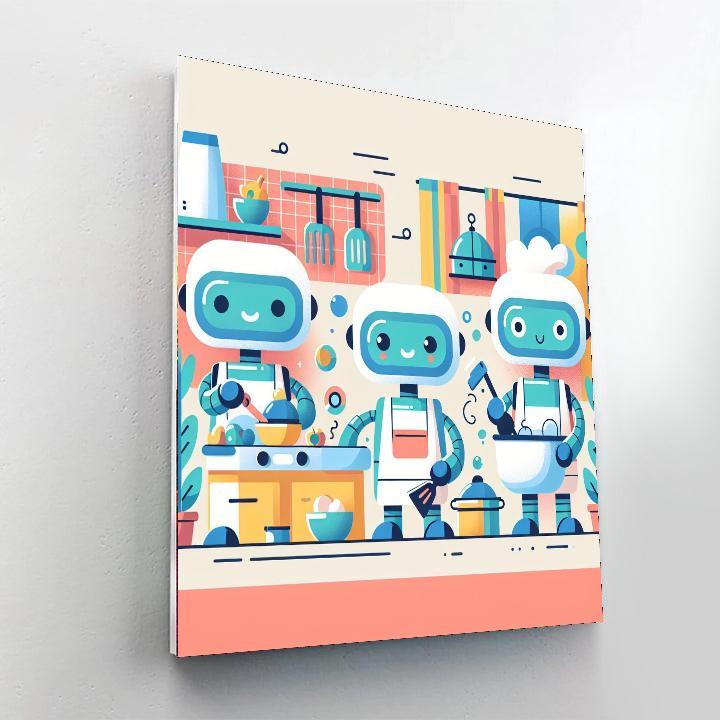 Robot Helpers In Action Painting Number Kit