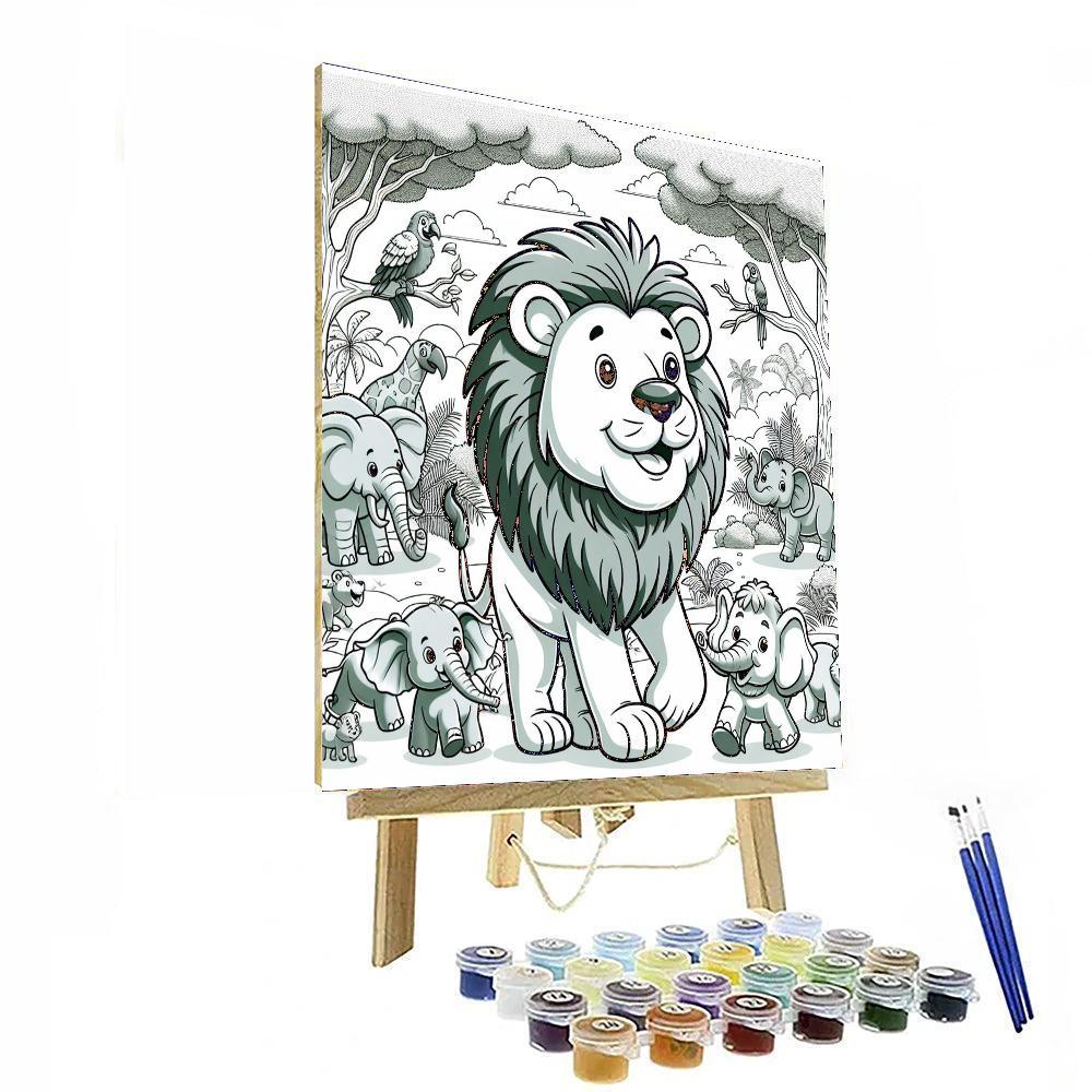 Lively Lion's Jungle Parade Paint By Number