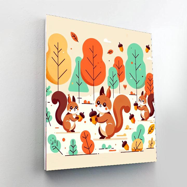 Autumn Acorn Adventure Paint By Numbers Art