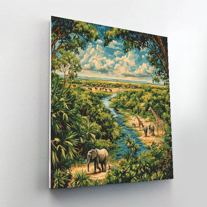 Henri Rousseau Inspired Aerial Wildlife Adventure  Paint By Number