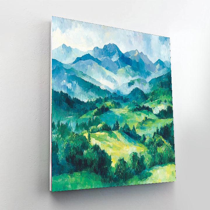 Paul Cézanne Inspired Misty Mountain Serenity  Painting By Numbers Kit